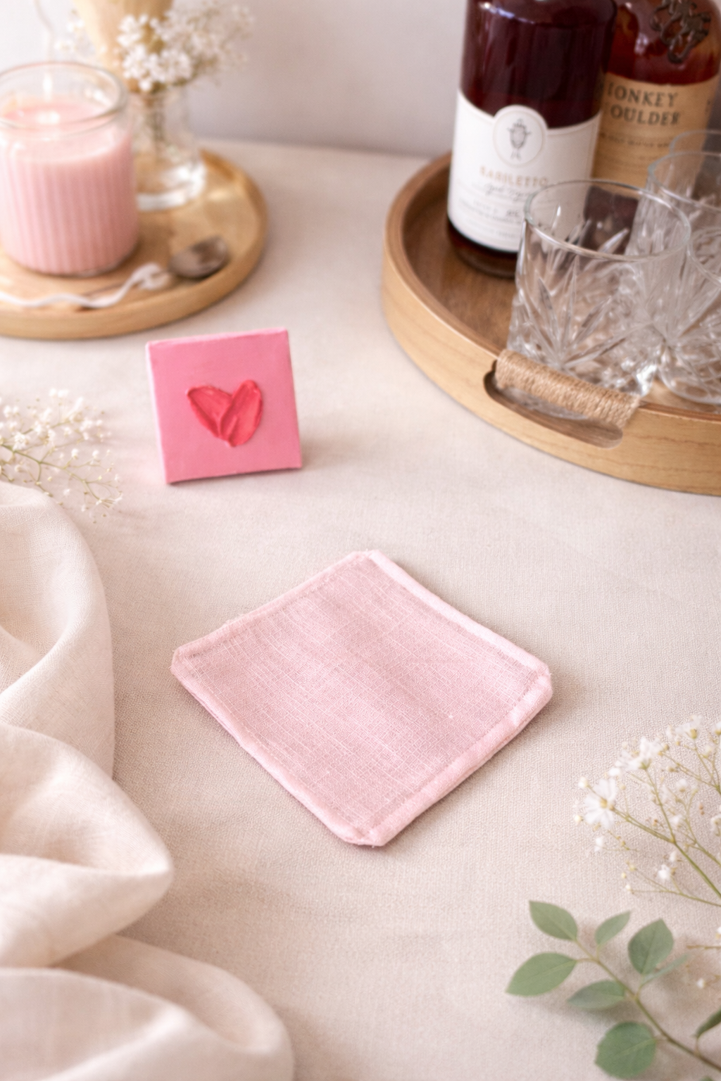 Coasters (4 pack) - Blush Linen